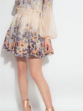Zimmermann Cream and Blush Chiffon skirt size 0
